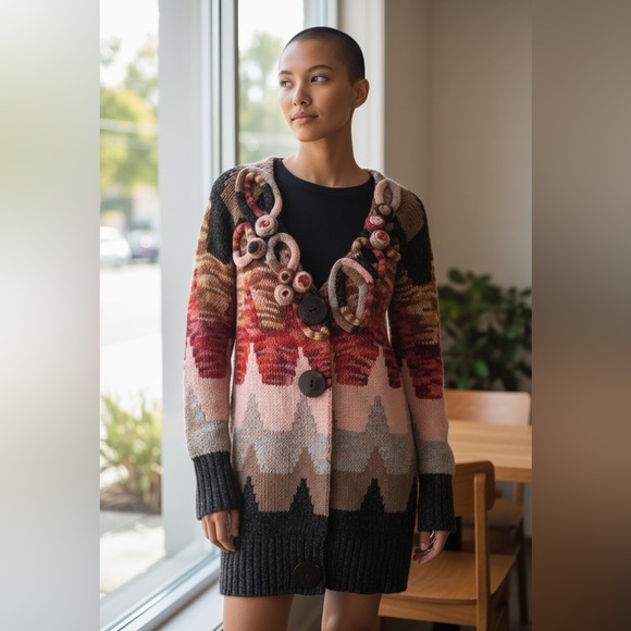 Anthropologie Sweaters - ANTHROPOLOGIE SLEEPING ON SNOW Loops & Angles Knit Cozycore Cardigan Size S